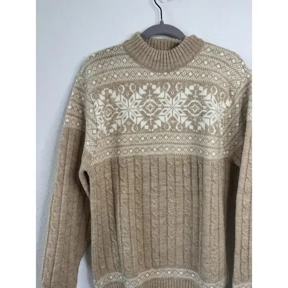 Vintage Jantzen Sweater Mens Large Knit Snowflake Nordic Pullover USA 80s - Picture 2 of 4